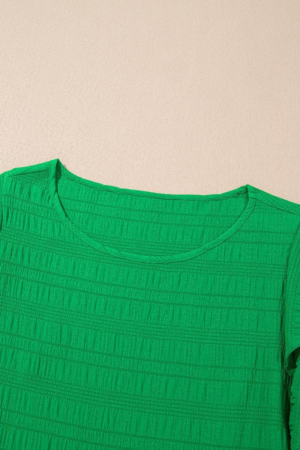 Blouses | Women Dark Green Ruffle Sleeve Textured Smocked Blouse