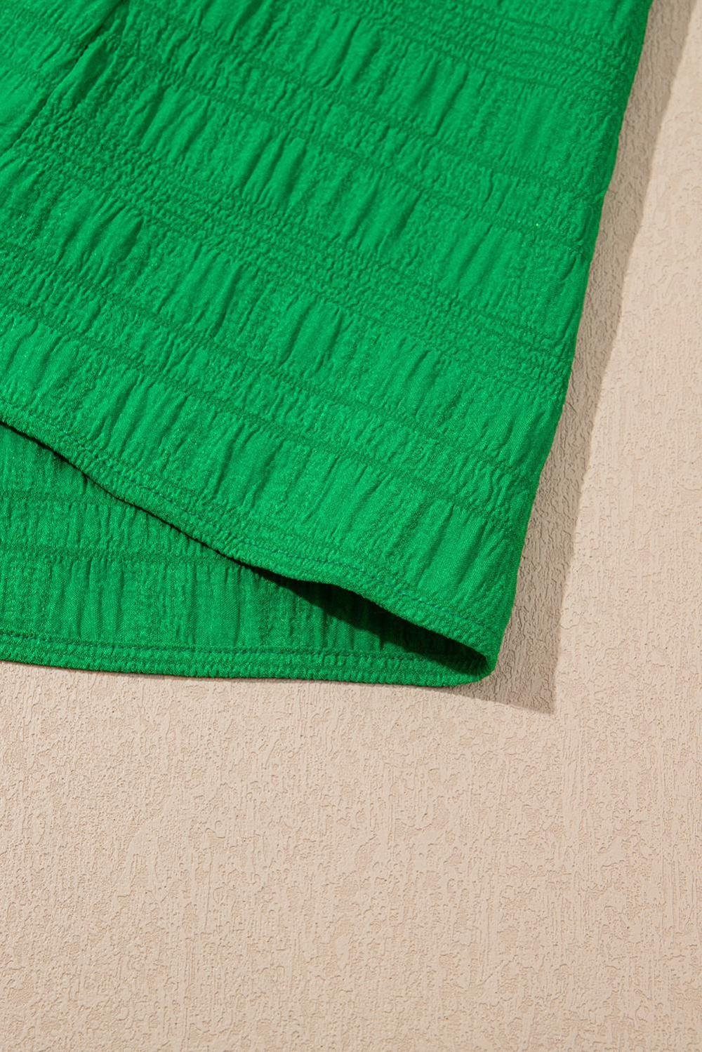 Blouses | Women Dark Green Ruffle Sleeve Textured Smocked Blouse