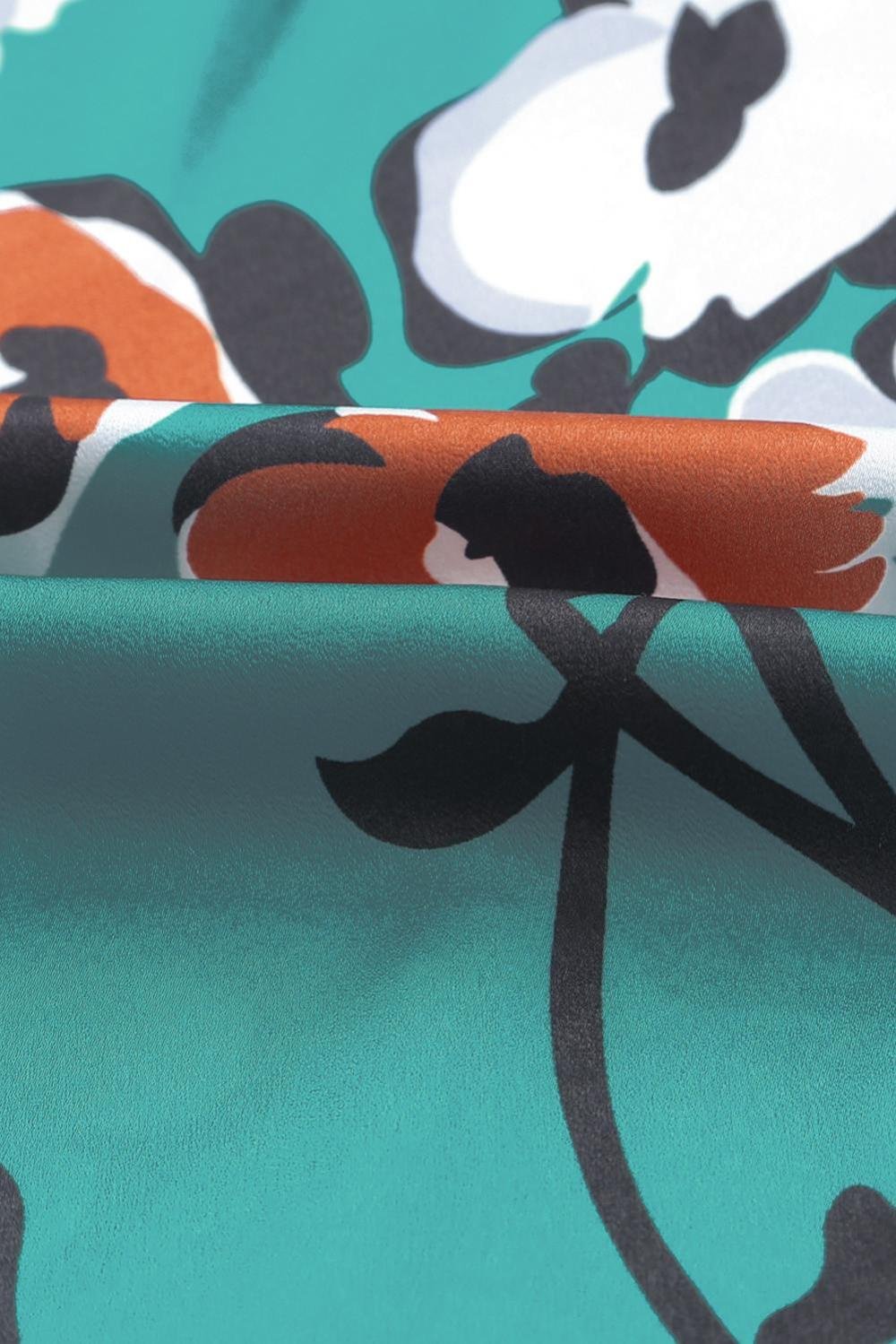 Blouses | Women Green Mock Neck Top Floral Print Long Sleeve Silk Blouse