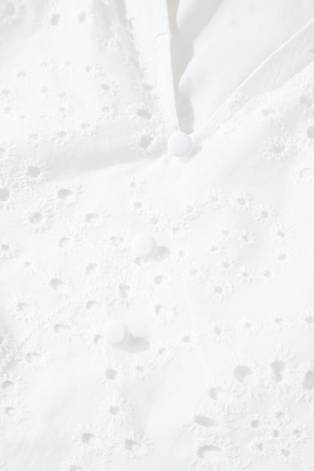 Blouses | Women White Eyelet Flutter Sleeve V Neck Blouse