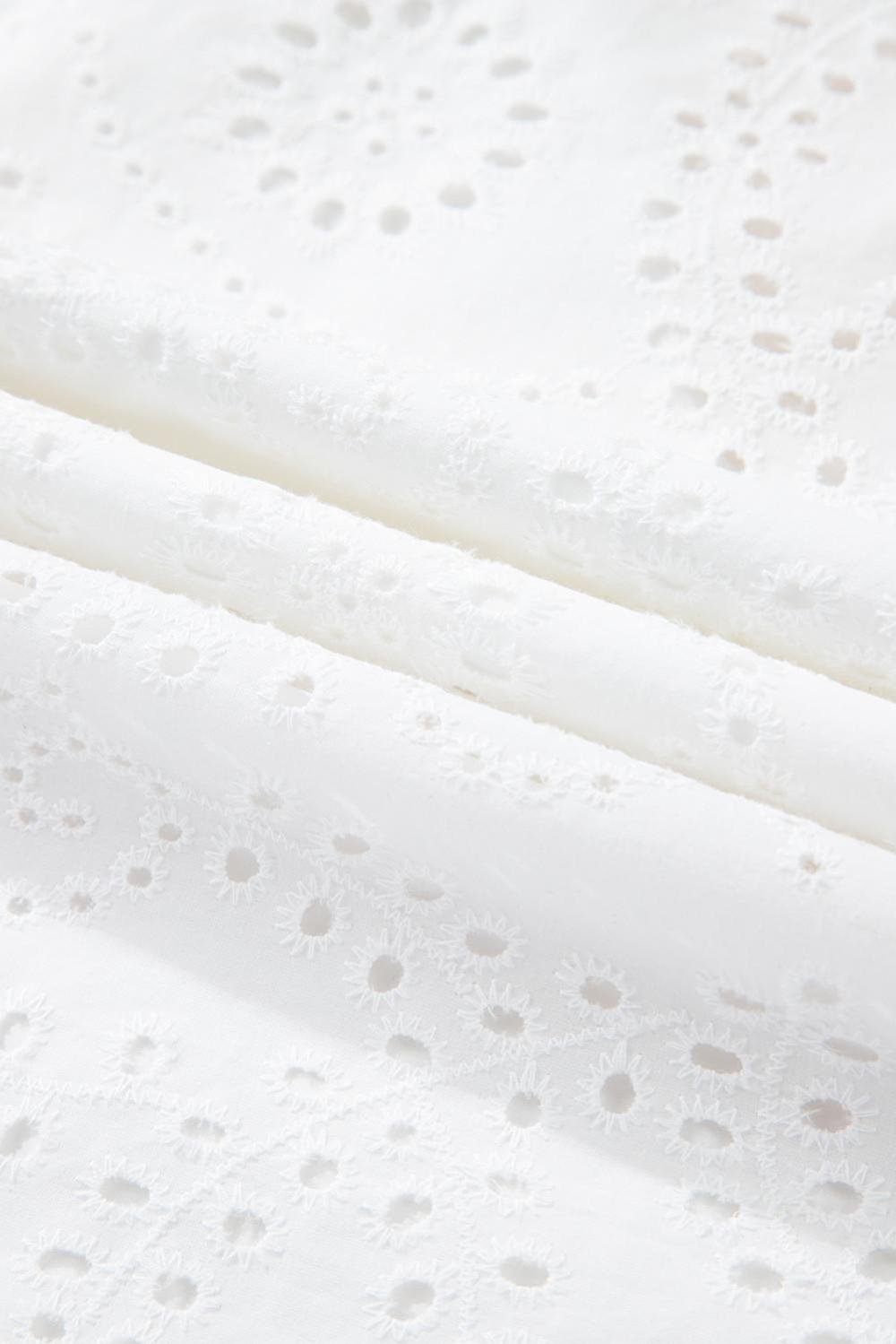 Blouses | Women White Eyelet Flutter Sleeve V Neck Blouse