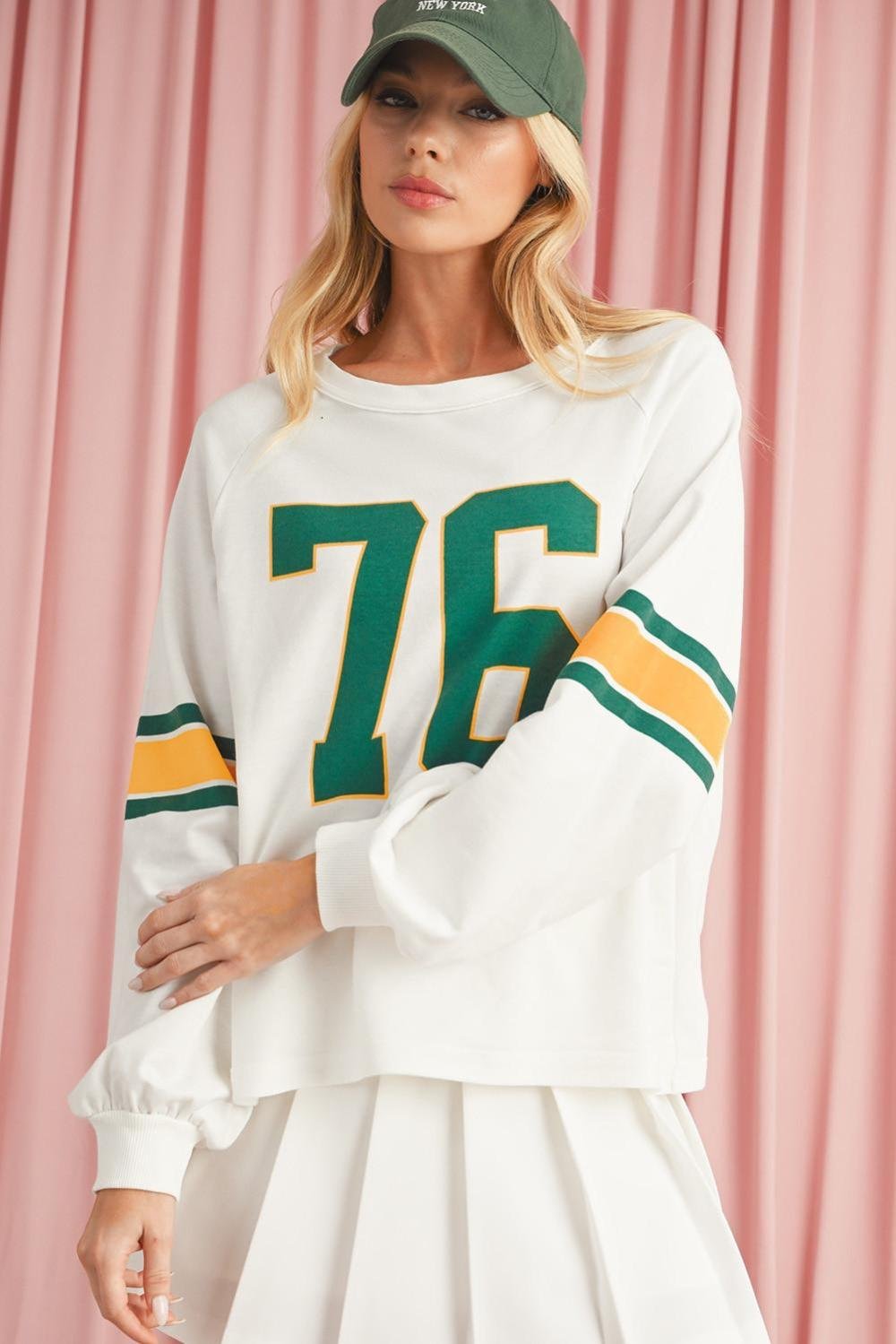 Long Sleeve Tops | Women White Vintage Sports Graphic Long Sleeve Top