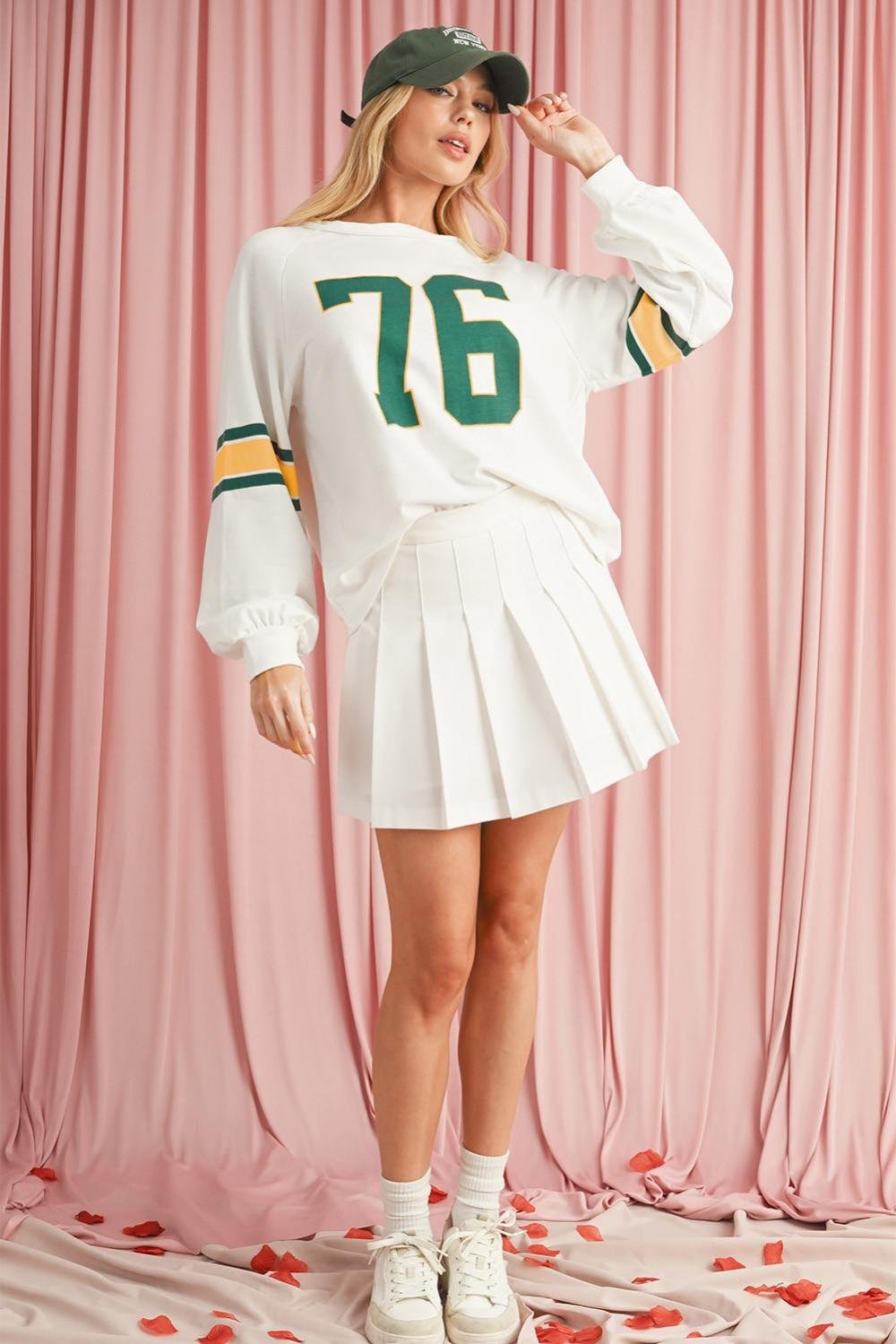 Long Sleeve Tops | Women White Vintage Sports Graphic Long Sleeve Top