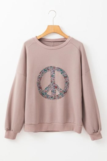 Sweatshirts & Hoodies | Women Goat Floral Peace Symbol Drop Shoulder Sweatshirt