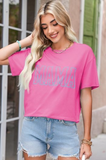 T Shirts | Women Bright Pink Mama Letter Graphic T Shirt