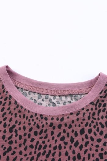 T Shirts | Women Red Cheetah Print Casual Short Sleeve Crew Neck T Shirt