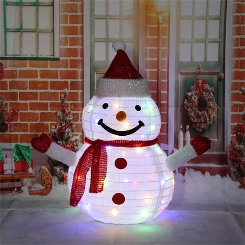 Outdoor Christmas Snowman Decoration with LED Light, Large Lighting Christmas Snowma, Multipurpose Christmas Decoration Lighting Outdoor Figures, Santa Claus Snowman for Christmas (Colorful Lights)