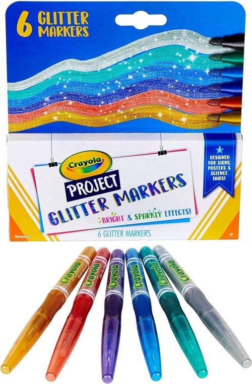 Crayola Glitter Markers, Assorted Colors, Art Supplies, 6Count
