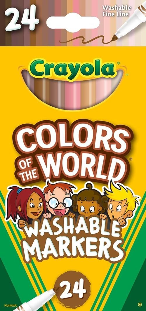 Crayola Colors of the World Markers (24ct), Washable Skin Tone Markers, Fine Line Markers for Kids, Great For Coloring Books, Ages 3+