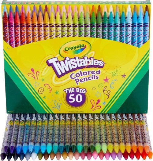 Crayola Twistables Colored Pencil Set (50ct), Kids Art Supplies, Colored Pencils For Kids, Unique Holiday Gifts, Stocking Stuffers, 4+ [ Exclusive]