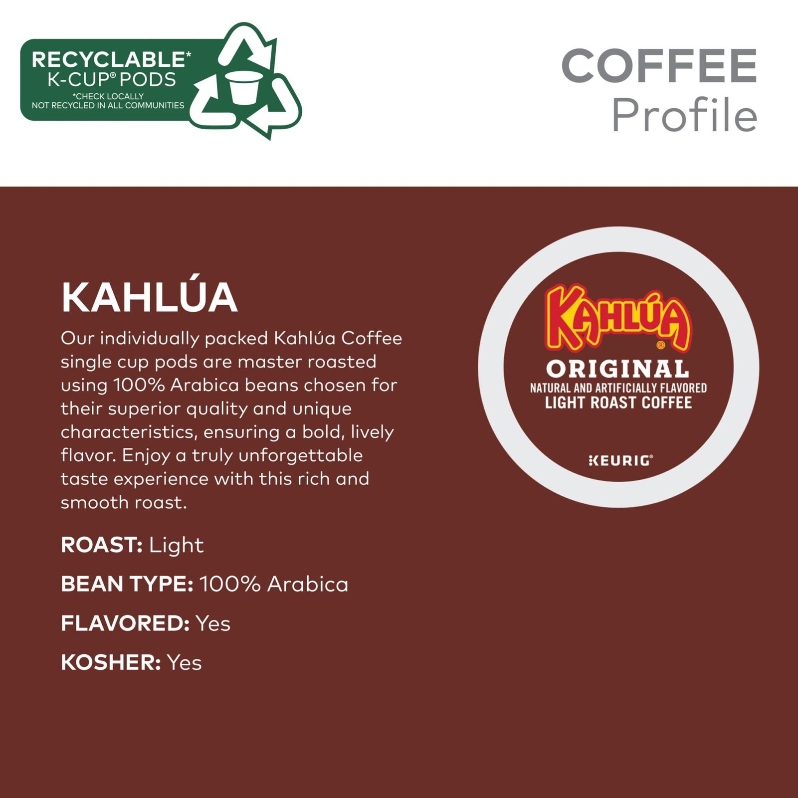 Kahlua Coffee Original single serve K-Cup pods for brewers, 120 Count ...