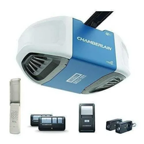chamberlain-b550-Smart Garage Door Opener- myQ Smartphone Controlled – Ultra Quiet & Strong Belt Drive with MED Lifting Power, Wireless Keypad Included, Blue
